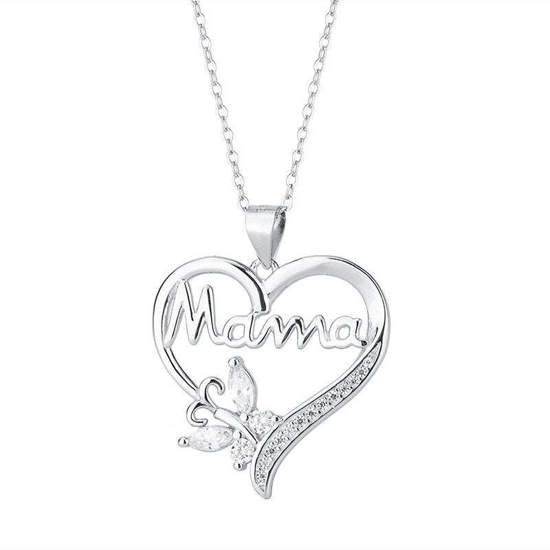 Wholesale Mother's Day Love Butterfly Diamond Bronze Necklace